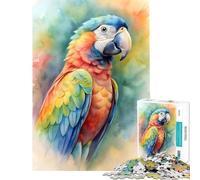 Puzzle de 1000 pièces pour Adolescents Perroquet coloré Peinture Aquarelle Jeu de réflexion Jouet éducatif pour la décoration intérieure (Dimensions 38x52cm)