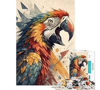 Puzzle de 1000 pièces pour Adolescents Perroquet coloré sur Fond géométrique Activités Amusantes à la Maison améliore la mémoire et Offre Un Jeu Relaxant Convient aux Personnes de 14 Ans et Plus
