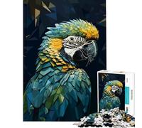 Puzzle de 1000 pièces pour Adolescents Perroquet géométrique Bleu Jeu Familial Stimulant l'intelligence et Le Cerveau Jouet addictif Cadeau Artistique activités familiales (Taille 50x75cm)