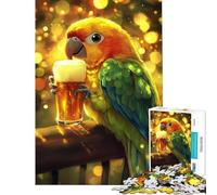 Puzzle de 1000 pièces pour Adolescents Perroquet sirotant Une bière Jeu de Puzzle Relaxant pour Adultes Défi Difficile Cadeau de Noël ou d'anniversaire (Dimensions 38x26cm)