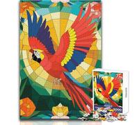 Puzzle de 1000 pièces pour Adolescents-Perroquet Vibrant dans Un vitrail-Améliore la mémoire-Jeu Pratique pour Les 14 Ans et Plus-Dimensions 50x75cm