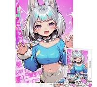 Puzzle de 1000 pièces pour Adolescents Personnage d'anime avec Oreilles de Renard Décoration Murale Cadeau Amusant Jeu de réflexion Renforce l'amour Entre Couples Dimensions 38x52cm