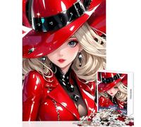 Puzzle de 1000 pièces pour Adolescents Personnage féminin d'anime en Rouge Jouet éducatif de Noël Idée Cadeau et Jeu Amusant pour développer sa motricité Fine et Son Cerveau Dimensions 38x52cm