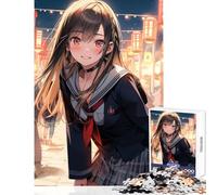 Puzzle de 1000 pièces pour Adolescents Personnage féminin en Uniforme Jeu Anti-Stress Idée Cadeau Casse-tête pour développer la motricité Fine et l'intelligence Dimensions 50x75cm