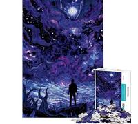 Puzzle de 1000 pièces pour Adolescents Personnage Solitaire Face à l'horreur Cosmique au-Dessus de l'océan Jeu éducatif Familial pour améliorer la mémoire et stimuler Le Cerveau (38x52cm)