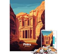 Puzzle de 1000 pièces pour Adolescents Petra Jordanie Puzzle de 1000 pièces Décoration intérieure Jouet Défi Stimulant Cadeau de Noël ou d'anniversaire (38x52cm)