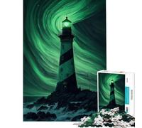 Puzzle de 1000 pièces pour Adolescents « Phare dans l'aurore boréale Jeu Stimulant et éducatif pour améliorer la mémoire idéal comme Cadeau de Père Noël Secret (38x52cm)