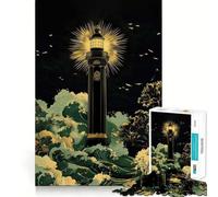 Puzzle de 1000 pièces pour adolescents Phare de l'éternité Lumière révolutionnaire dans la tempête Coupes nettes Jeu de puzzle logique pour les loisirs Calme (50 x 75 cm)
