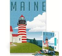 Puzzle de 1000 pièces pour Adolescents Phare du Maine Découpe Parfaite Jeu de logique Amusant Jeu paisible Idéal pour Un Anniversaire (38x52cm)