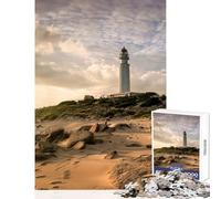 Puzzle de 1000 pièces pour Adolescents Phare sur Caños de Meca Cadix Andalousie Espagne Décoration intérieure Jouet idée Cadeau Jeu éducatif pour stimuler Votre Cerveau et Votre dextérité