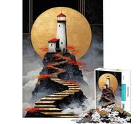 Puzzle de 1000 pièces pour Adolescents Phare sur Une Falaise avec escaliers Jeu de réflexion Stimulant pour Adultes pour Les Amis et la Famille (38x52cm)