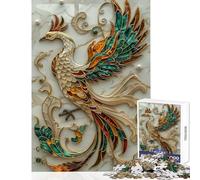Puzzle de 1000 pièces pour Adolescents Phénix Abstrait Kintsugi Jeu éducatif pour Les Amateurs de Jeux et de Casse-tête Pièces de Formes aléatoires Parfaitement emboîtables 50x75cm