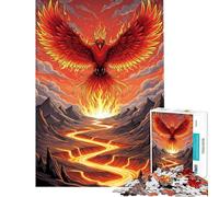 Puzzle de 1000 pièces pour Adolescents Phénix de feu s'élevant au-Dessus d'une rivière de Lave Jeu de réflexion pour Adultes découpe de précision Cadeau de Noël ou d'anniversaire (38x52cm)