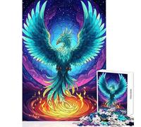 Puzzle de 1000 pièces pour Adolescents Phénix Turquoise renaissant de Ses Cendres Jeu Relaxant amélioration de la mémoire décoration Murale Cadeau Unique pour Anniversaire et Noël (38x26cm)