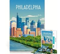 Puzzle de 1000 pièces pour Adolescents Philadelphie Découpe Parfaite Jeu de logique Amusant Jeu paisible Idéal pour Un Anniversaire (50x75cm)