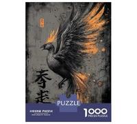 Puzzle De 1000 Pièces pour Adolescents Phoenix Rising Black and Gold Illustration Puzzles pour Adultes - Jeux De Détente, D'analyse Et De Logique - Cadeaux De Noël Et d'anniversaire 52x38cm/1000pcs