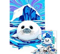 Puzzle de 1000 pièces pour Adolescents Phoque du Groenland Mignon dans l'Arctique Jeu éducatif et ludique Cadeau d'anniversaire pour Toute la Famille (Dimensions 50x75cm)