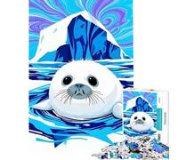 Puzzle de 1000 pièces pour Adolescents Phoque du Groenland Mignon dans l'Arctique Jeu éducatif et Stimulant Cadeau Amusant et Difficile (38x26cm)