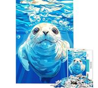 Puzzle de 1000 pièces pour Adolescents Phoque sous l'eau avec Bulles Illustration Difficulté et défi Découpe de précision Jeu de Construction Convient aux 14 Ans et Plus (50x75cm)