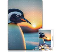 Puzzle de 1000 pièces pour Adolescents - Photo de Pingouins au Lever du Soleil - Un Jeu Unique et Amusant, Une véritable œuvre d'art à Offrir - Dimensions : 50x75cm