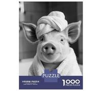 Puzzle De 1000 Pièces pour Adolescents Pig in A Bathtobe Puzzles pour Adultes Vacances À La Maison pour Se Divertir Interaction Parent-Enfant Soirée Jeux Et Divertissement en Famille 52x38cm/1000pcs