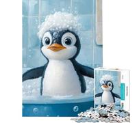 Puzzle de 1000 pièces pour Adolescents Pingouin à l'heure du Bain - Jeu éducatif et Stimulant pour Toute la Famille - Idée Cadeau (Dimensions 38x52cm)