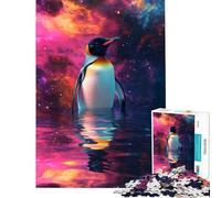 Puzzle de 1000 pièces pour Adolescents Pingouin dans Le Cosmos Jeu de Puzzle Familial pour Adultes améliore la mémoire offrez-Le en Cadeau à Toute la Famille (Dimensions 50x75cm)