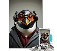 Puzzle de 1000 pièces pour Adolescents Pingouin détective Jeu intellectuel et Manuel Anti-Stress pour Les Amateurs de Jeux (Dimensions 38x26cm)