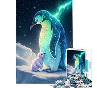 Puzzle de 1000 pièces pour Adolescents Pingouin et Son Poussin dans Un Paysage enneigé Activités ludiques à la Maison pour améliorer la mémoire et Jouer en Famille Convient aux 14 Ans et Plus 50x75cm