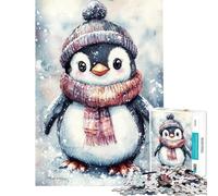 Puzzle de 1000 pièces pour Adolescents Pingouin Mignon dans la Neige Défi Difficile pour Adolescents Idée Cadeau d'anniversaire ou de Noël Jeu de réflexion Familial (Dimensions 50x75cm)