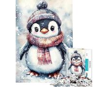 Puzzle de 1000 pièces pour Adolescents Pingouin Mignon dans la Neige Puzzle de précision pour Adolescents Défi éducatif Cadeau d'anniversaire (Dimensions : 38x52cm)