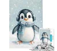 Puzzle de 1000 pièces pour Adolescents Pingouin Mignon dans la Neige Un défi Stimulant pour améliorer la mémoire Jeu Manuel à partir de 14 Ans (38x26cm)