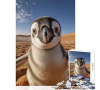 Puzzle de 1000 pièces pour Adolescents Pingouin prenant Un Selfie dans Le désert du Sahara Décoration Jouet Cadeau d'anniversaire Jeu éducatif et Amusant à la Maison Dimensions 50x75 cm