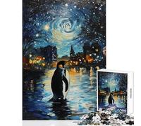 Puzzle de 1000 pièces pour Adolescents Pingouin sous Un Ciel étoilé Jeu de réflexion pour Adultes Amusant et Stimulant (50x75cm)