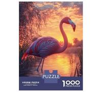 Puzzle De 1000 Pièces pour Adolescents Pink Flamingo Sunset Puzzles pour Adolescents - Jeu Manuel - Une Œuvre d'art - Cadeaux Uniques pour Un Anniversaire Ou Noël 70x50cm/1000pcs