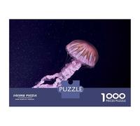 Puzzle De 1000 Pièces pour Adolescents Pink Jellyfish in Dark Water Puzzles pour Adultes, Jeux De Société Familiaux, Améliore La Mémoire, Idéal comme Cadeau 70x50cm/1000pcs