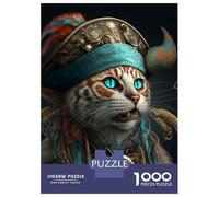 Puzzle De 1000 Pièces pour Adolescents Pirate Cat Puzzle Adulte Jeux De Famille Une Œuvre d'art Cadeaux Uniques d'anniversaire Et De Noël 38x26cm/1000pcs