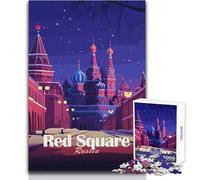 Puzzle de 1000 pièces pour Adolescents - Place Rouge, Russie de Nuit - Casse-tête - Jeu Familial - Découpe de précision - Cadeau d'anniversaire - Dimensions 50x75cm