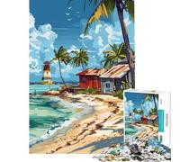 Puzzle de 1000 pièces pour Adolescents Plage des Caraïbes Défi éducatif Améliore la mémoire Jeu Amusant pour Les 14 Ans et Plus Format 50x75cm