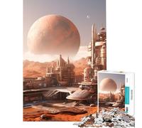 Puzzle de 1000 pièces pour Adolescents Planète Rouge Paysage Urbain de Mars Un défi Difficile à relever Jouet à Monter soi-même À partir de 14 Ans (38x26cm)
