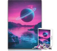 Puzzle de 1000 pièces pour Adolescents - Planète Semblable à Saturne dans Un Ciel Rose - Jeu éducatif - Découpe de précision - Jouet Anti-Stress - Dimensions:38x52cm