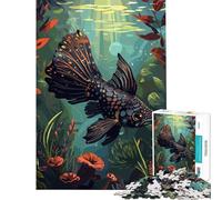 Puzzle de 1000 pièces pour Adolescents Poisson Betta Noir sous-Marin défi éducatif Difficile Casse-tête pour Les 14 Ans et Plus (50x75cm)