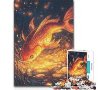 Puzzle de 1000 pièces pour Adolescents : Poissons Koi dorés nageant dans Un étang ensoleillé. Jeu Relaxant, Amusant et Cadeau Humoristique pour Les Anniversaires. 38x26cm (1000 pièces).