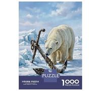 Puzzle De 1000 Pièces pour Adolescents Polar Bear and Anchor on Ice Puzzles pour Adultes - Jeux De Détente, D'analyse Et De Logique - Cadeaux De Noël Et d'anniversaire 70x50cm/1000pcs
