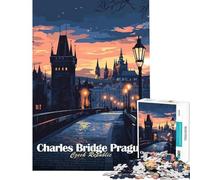 Puzzle de 1000 pièces pour Adolescents Pont Charles Prague Jeu Manuel et éducatif Cadeau de Noël Secret Idéal pour Passer Le Temps à la Maison (Dimensions 38x52cm)