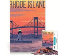 Puzzle de 1000 pièces pour Adolescents Pont de Rhode Island et Phare,Design Finement découpé,Jeu de réflexion,Cadeau,détente et Divertissement pour Un Anniversaire (38x52cm)