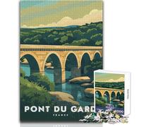 Puzzle de 1000 pièces pour Adolescents - Pont du Gard, France - Idéal pour des soirées Jeux en Famille, Analyse et logique - Cadeau d'anniversaire - Dimensions 38x26cm