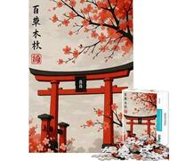 Puzzle de 1000 pièces pour Adolescents Porte Torii Japonaise avec Fleurs de Cerisier Jeu de Puzzle pour Adultes Décoration Murale Défi éducatif (Dimensions 38x52cm)
