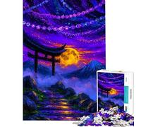 Puzzle de 1000 pièces pour Adolescents Porte Torii Japonaise avec Pleine Lune Jeu de réflexion pour Adultes découpe de précision Difficile et Stimulant (Taille 38x26cm)