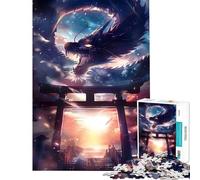 Puzzle de 1000 pièces pour Adolescents Porte Torii Mythique et Dragon Jeu éducatif de 1000 pièces défi Difficile Jeu Amusant et Stimulant pour Toute la Famille (38x26cm)